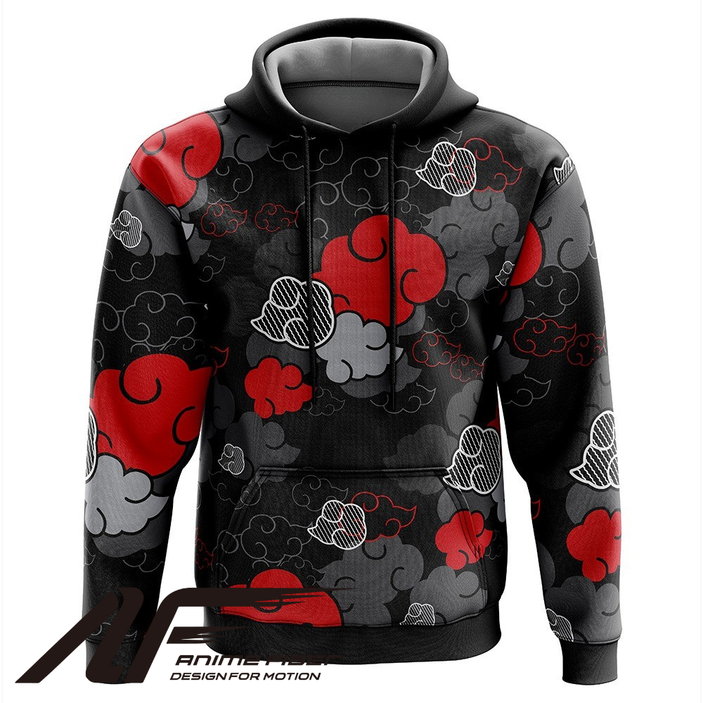 Naruto Akatsuki Black Aloha Pattern Hoodie - ANIME FIBER