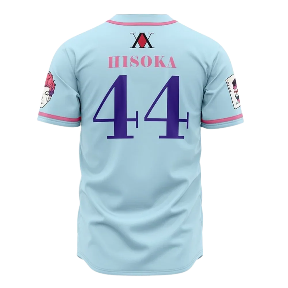 Hisoka Light Blue Baseball Jersey | Hunter x Hunter Anime Jersey - ANIME FIBER