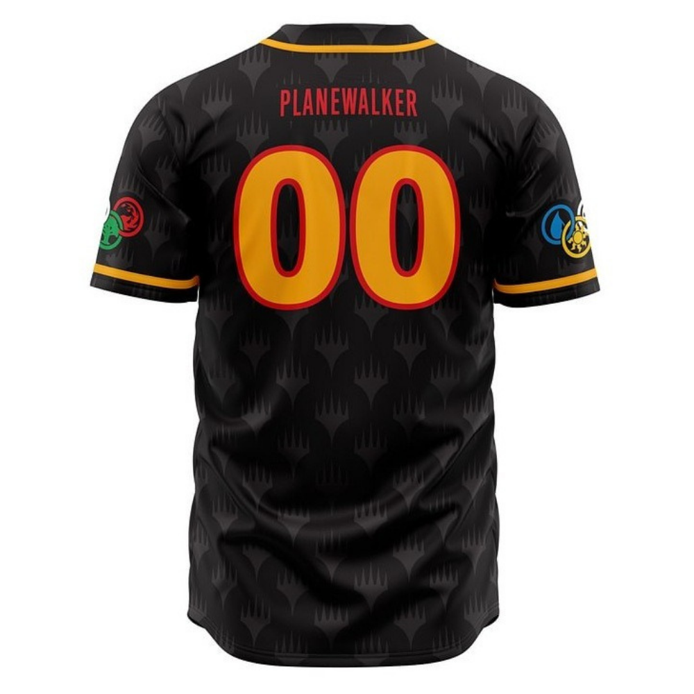Back view of character-themed baseball jersey by Anime Fiber.