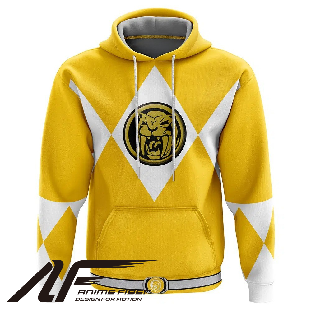 Power Rangers Yellow Ranger Mighty Morphin Hoodie - ANIME FIBER