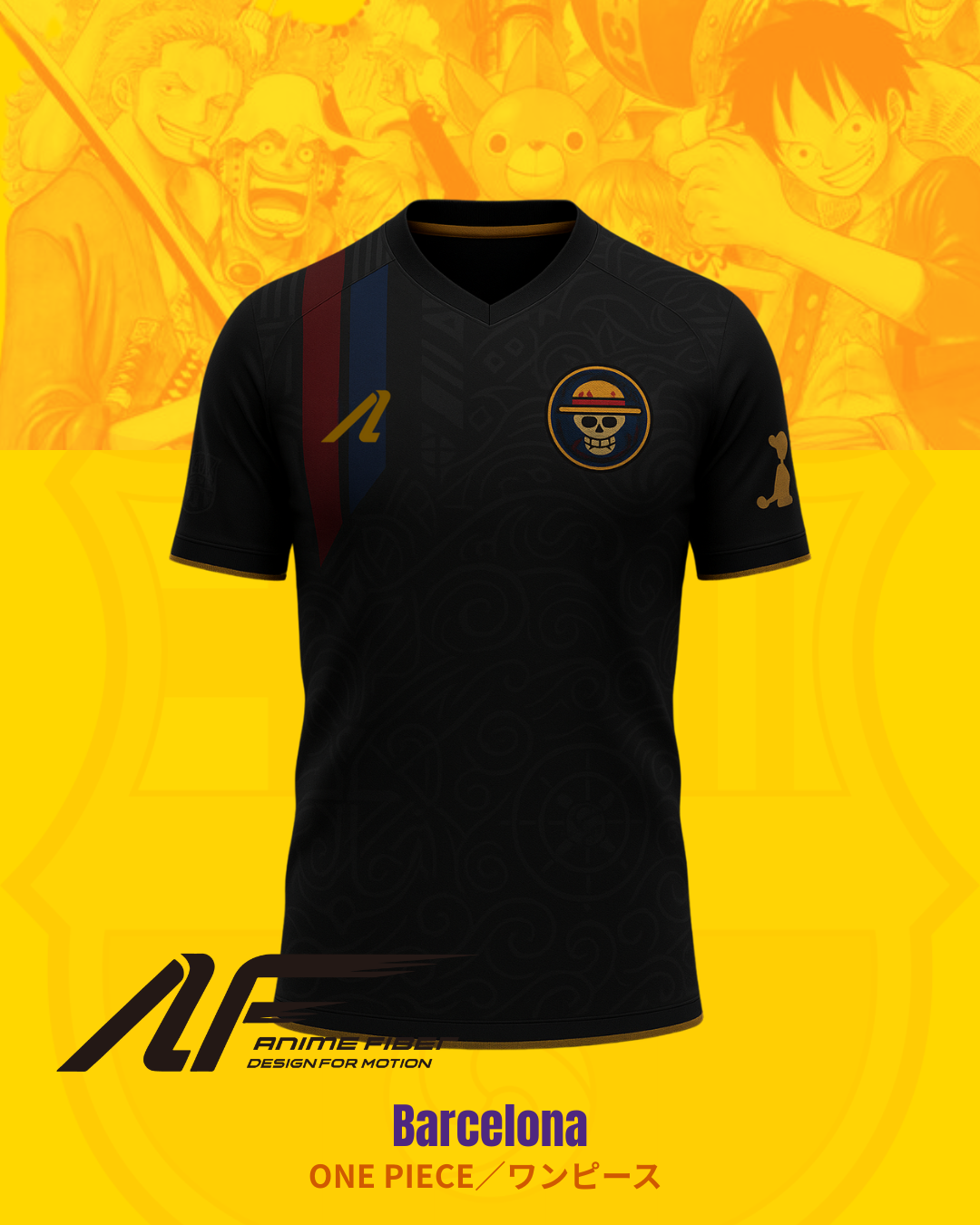 Straw Hat Pirates X Barcelona Soccer Jersey | One Piece Anime Jersey
