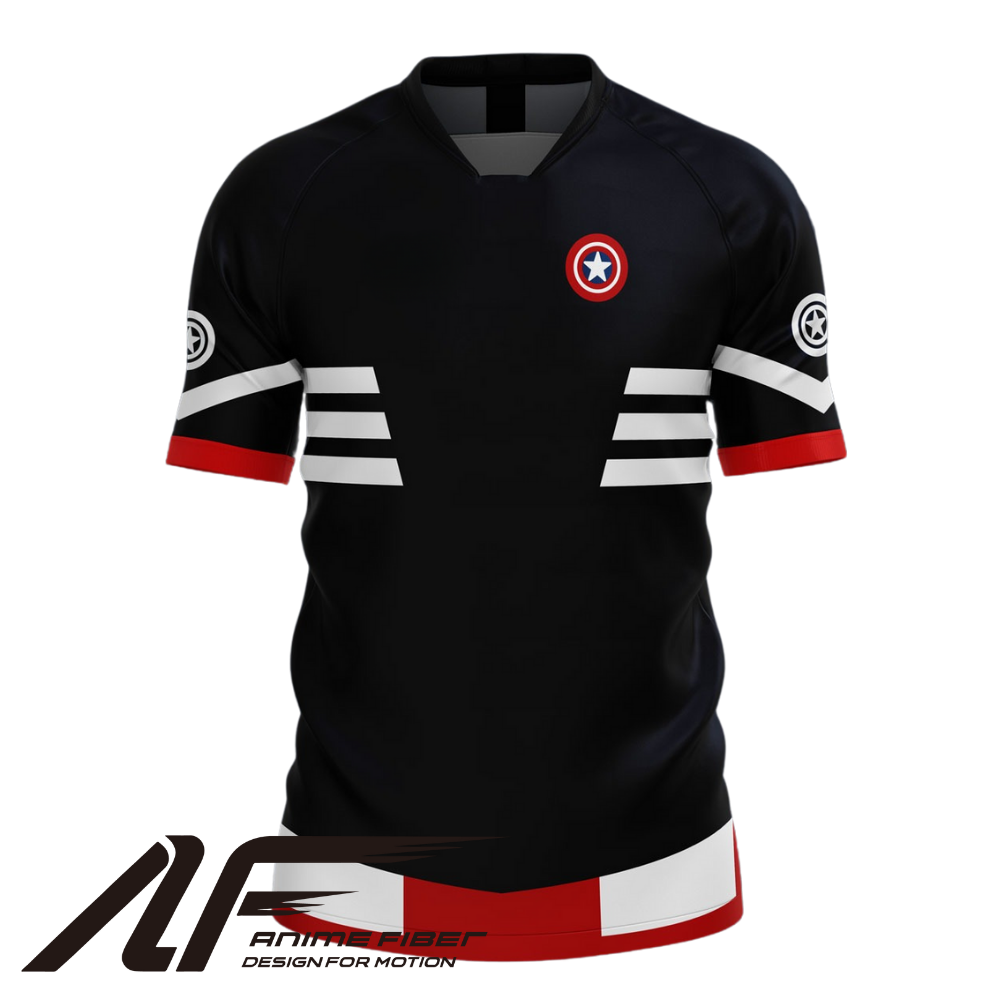 Front view of anime-inspired soccer jersey from Anime Fiber.
