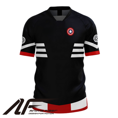 Front view of anime-inspired soccer jersey from Anime Fiber.
