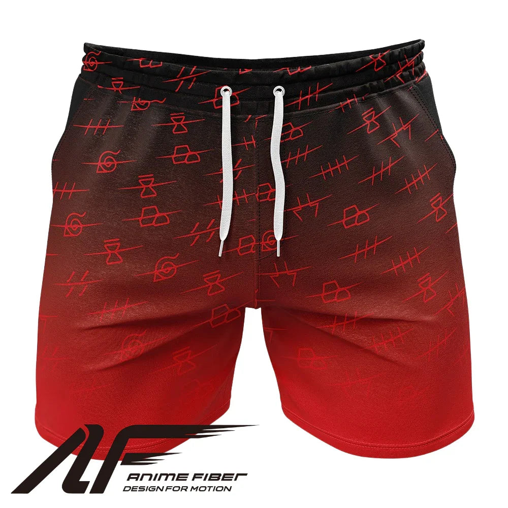 Naruto Akatsuki Red Cloud Villages Pattern Gym Shorts