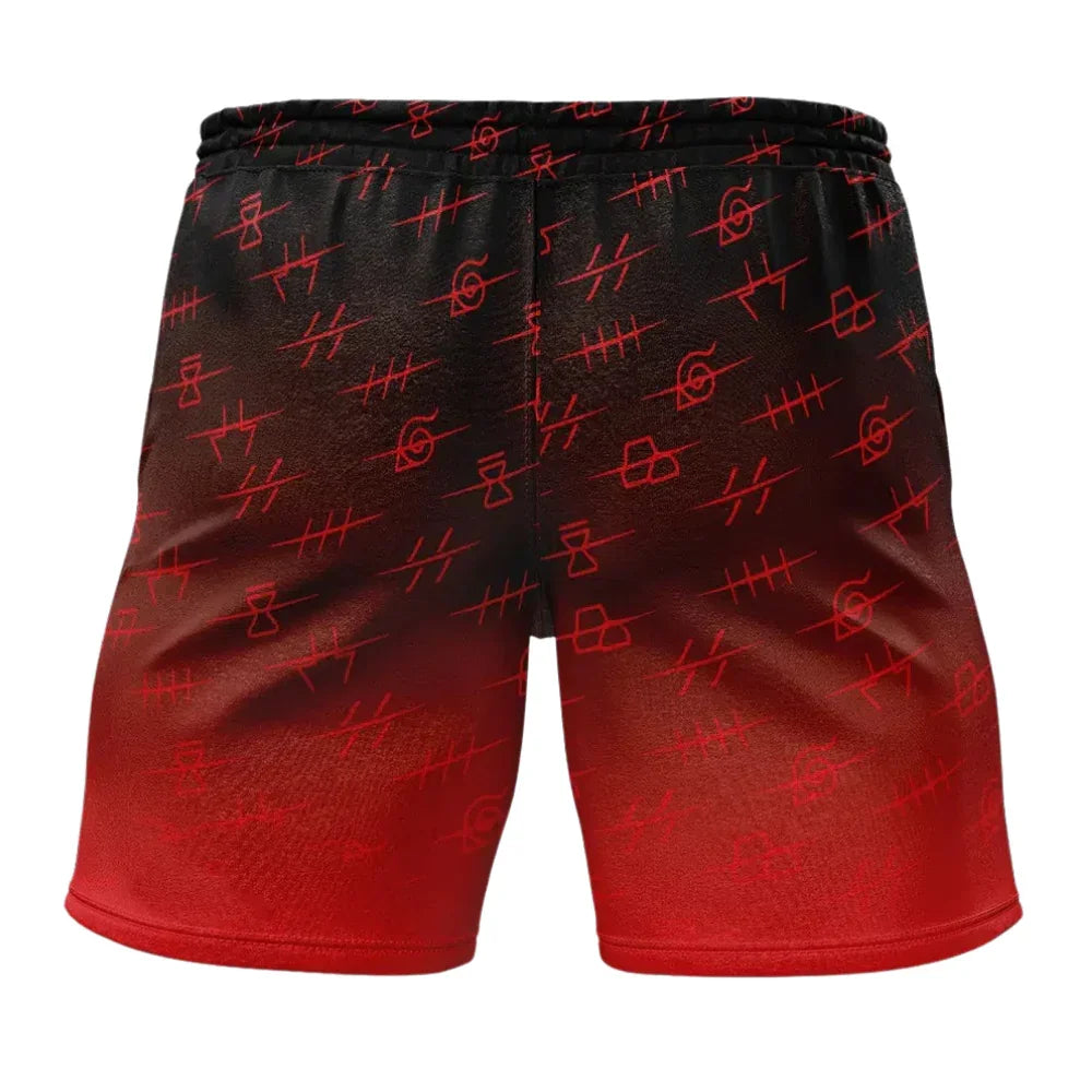 Naruto Akatsuki Red Cloud Villages Pattern Gym Shorts