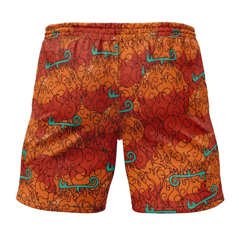 One Piece Mera Mera No Mi Ace & Sabo Devil Fruit Gym Shorts