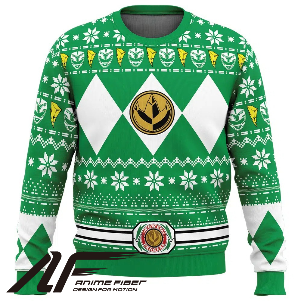 Power Rangers Mighty Morphin Grüner Ranger Weihnachts-Sweatshirt