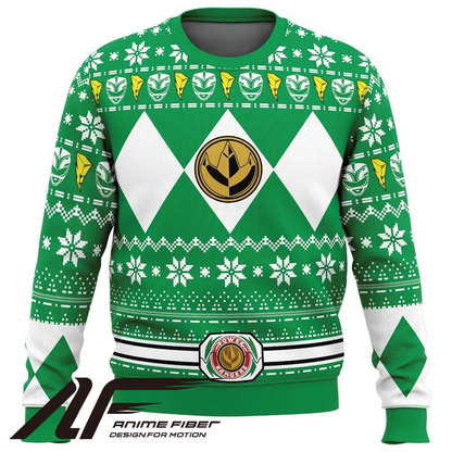 Sweat-shirt de Noël Power Rangers Mighty Morphin Green Ranger