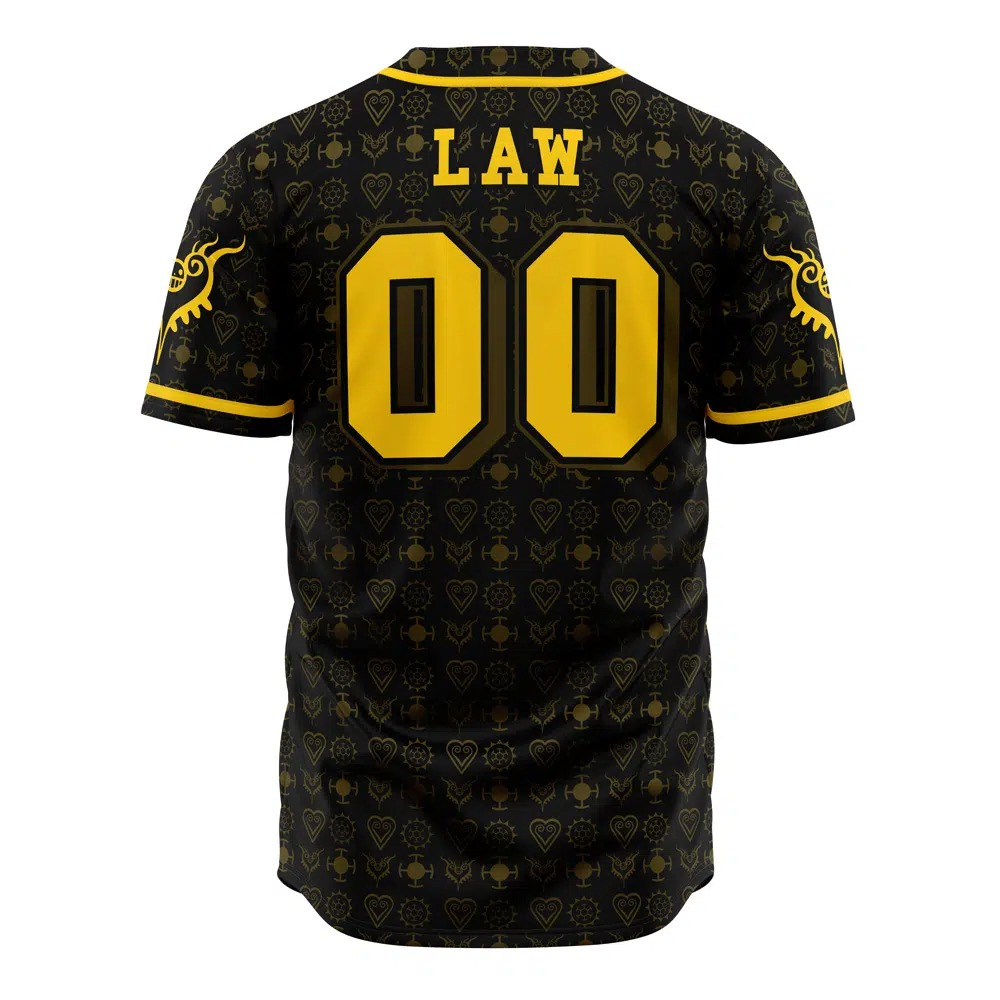 Heart Pirates Black Baseball Jersey | One Piece Anime Jersey