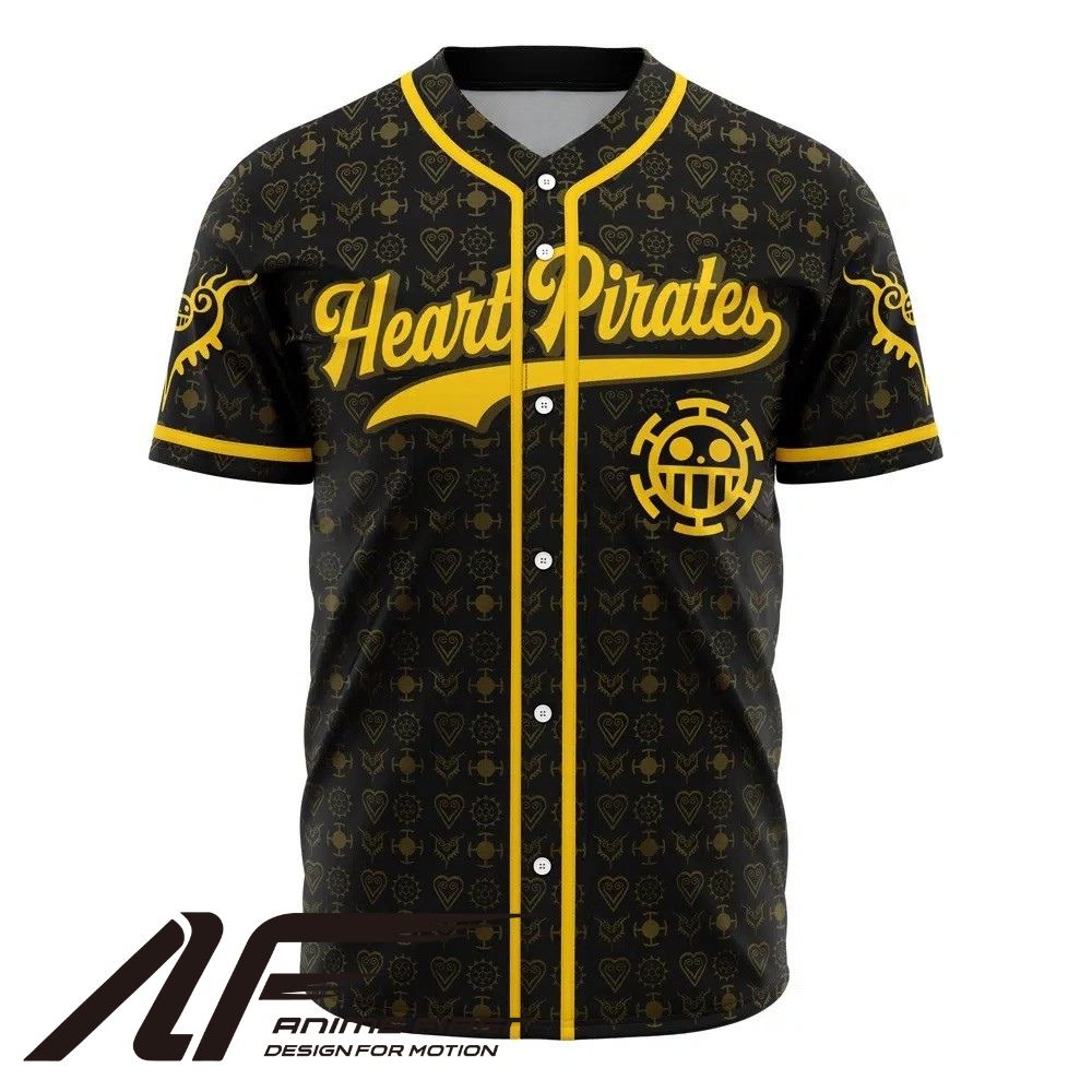 Heart Pirates Black Baseball Jersey | One Piece Anime Jersey