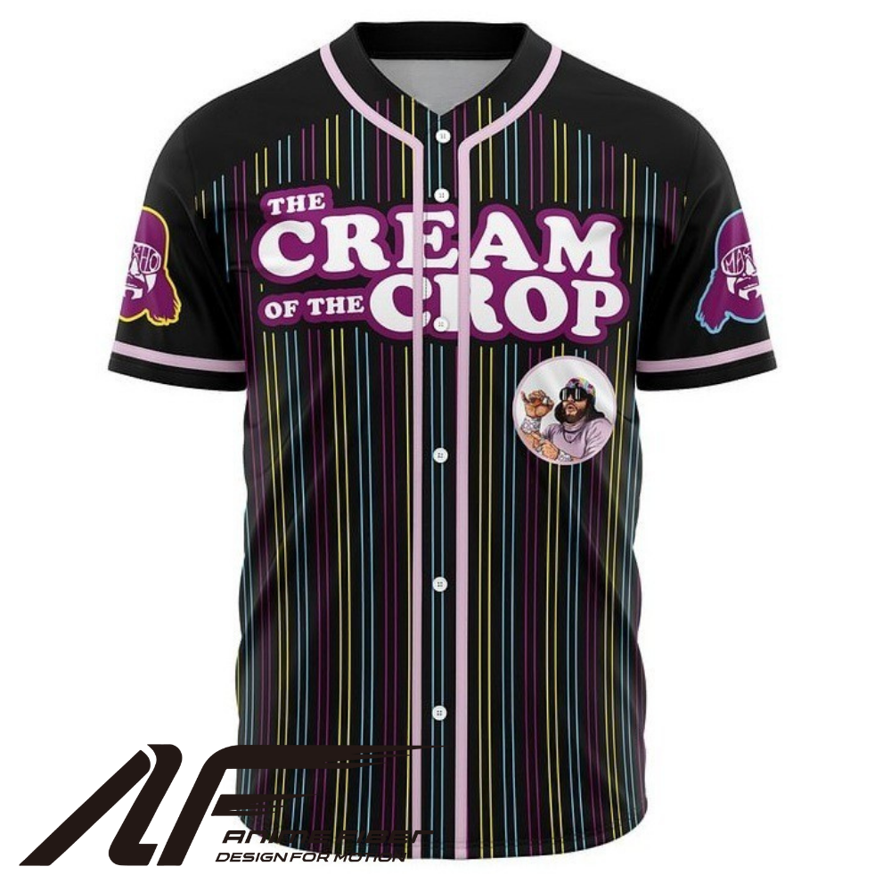 Front view of character-themed baseball jersey from Anime Fiber.