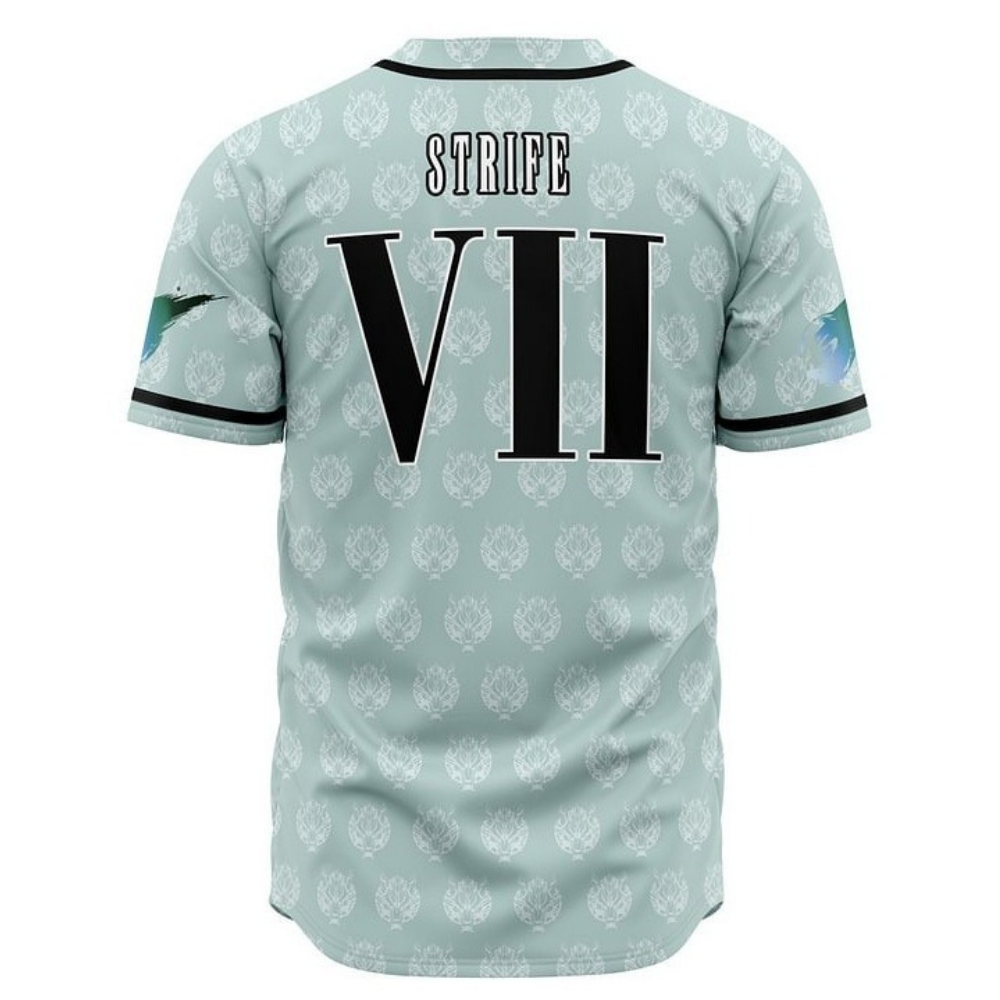 Back view of character-themed baseball jersey by Anime Fiber.