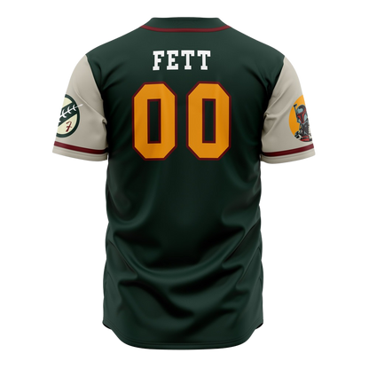 Back view of character-themed baseball jersey by Anime Fiber.