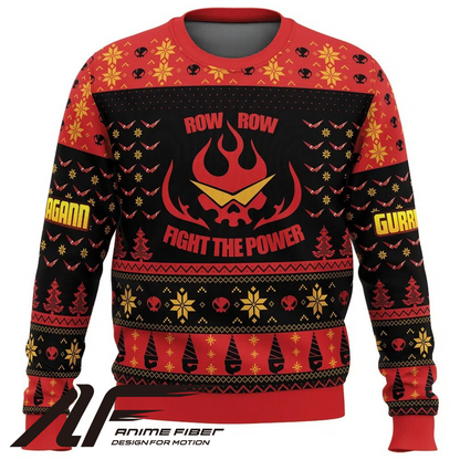 Gurren Lagann Fight The Power Christmas Sweatshirt
