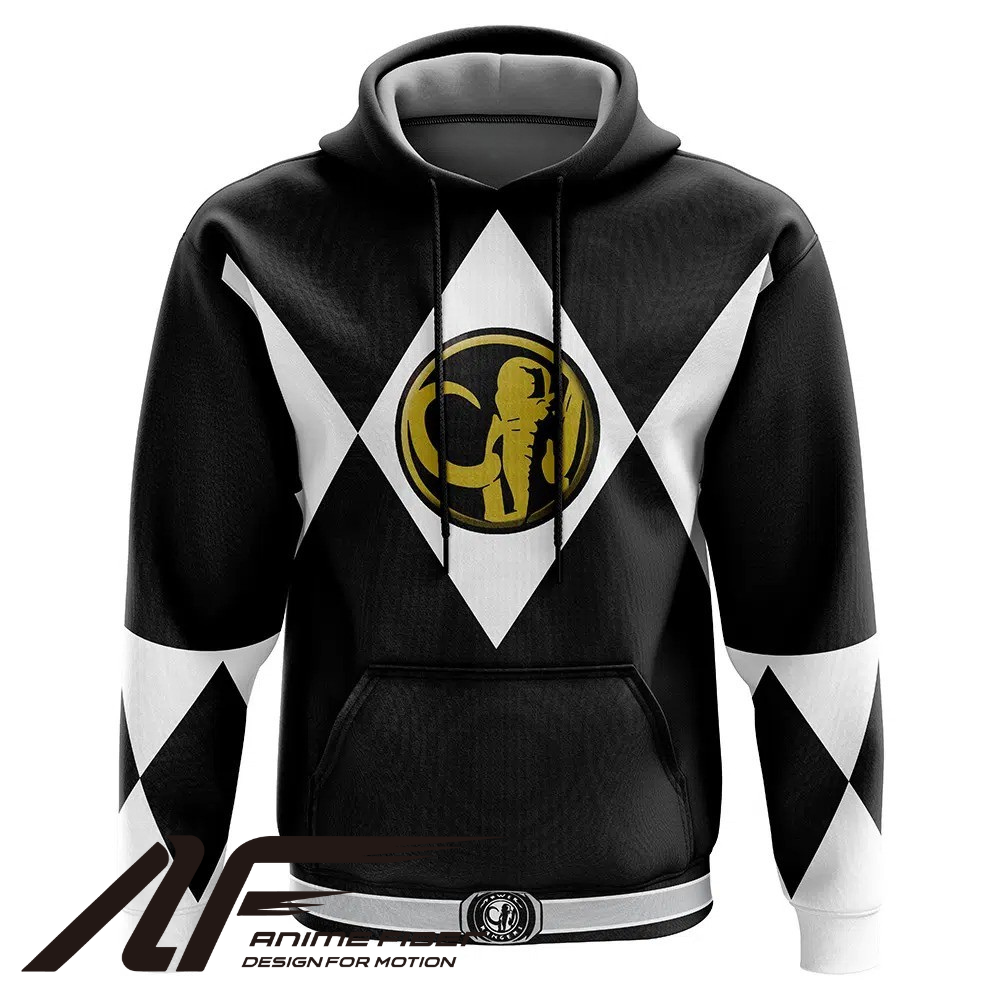 Power Rangers Black Ranger Mighty Morphin Hoodie - ANIME FIBER
