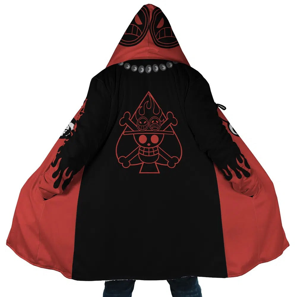 One Piece Portgas D. Ace Red and Black Arc Anime Hoodie Coat | Dream Cloak